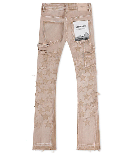 Valabasas V-Stars Stacked Flare Jean - Light Brown Wash/Khaki - Denim Exchange 