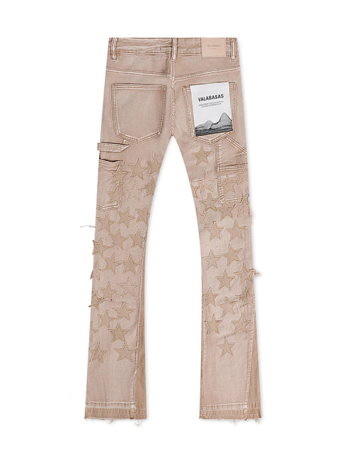 Valabasas V-Stars Stacked Flare Jean - Light Brown Wash/Khaki - Denim Exchange 