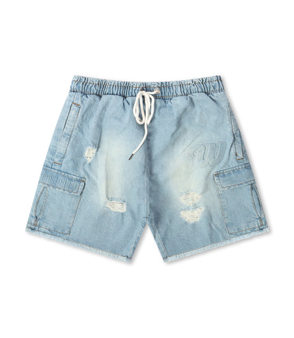 Audacious Activity We Hate Haters Utility Shorts - Light Wash
