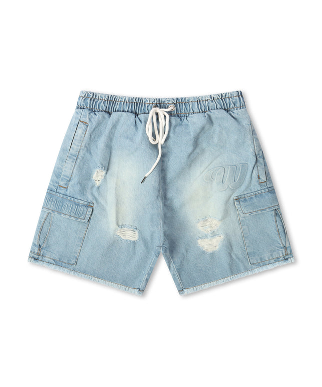 Audacious Activity We Hate Haters Utility Shorts - Light Wash