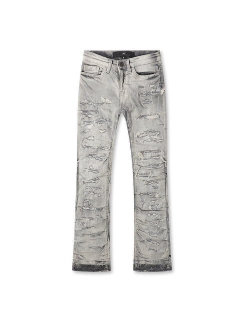 Jordan Craig Kids Pleated Side Seam Shredded Jeans - Arctic Grey