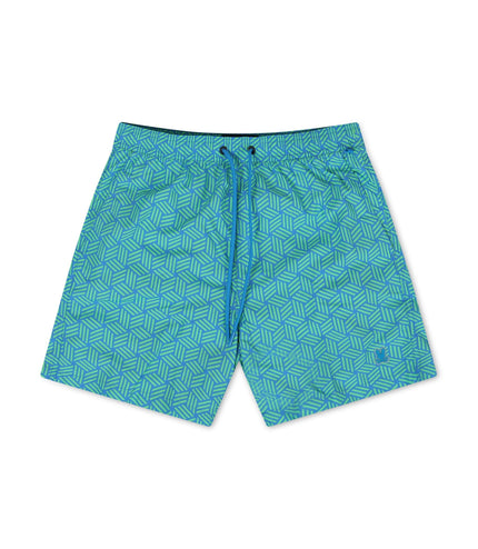 PSYCHO BUNNY JASPER AOP LIGHTWEIGHT SWIM TRUNK - GREEN GECKO PSYCHO BUNNY