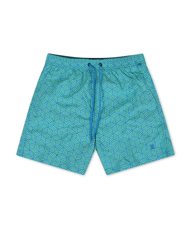 PSYCHO BUNNY JASPER AOP LIGHTWEIGHT SWIM TRUNK - GREEN GECKO PSYCHO BUNNY