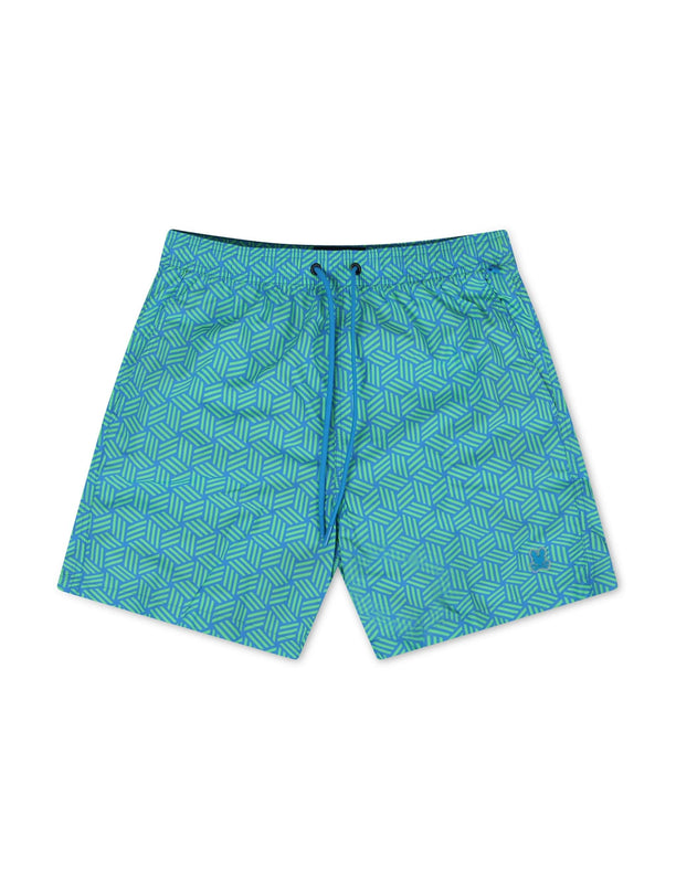 PSYCHO BUNNY JASPER AOP LIGHTWEIGHT SWIM TRUNK - GREEN GECKO PSYCHO BUNNY