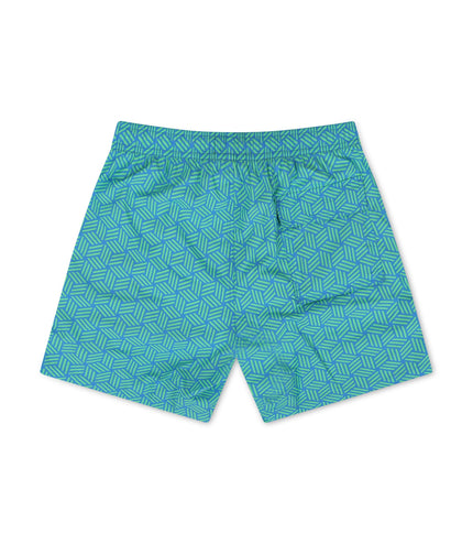 PSYCHO BUNNY JASPER AOP LIGHTWEIGHT SWIM TRUNK - GREEN GECKO PSYCHO BUNNY