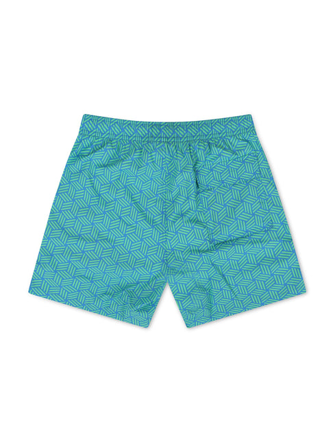 PSYCHO BUNNY JASPER AOP LIGHTWEIGHT SWIM TRUNK - GREEN GECKO PSYCHO BUNNY