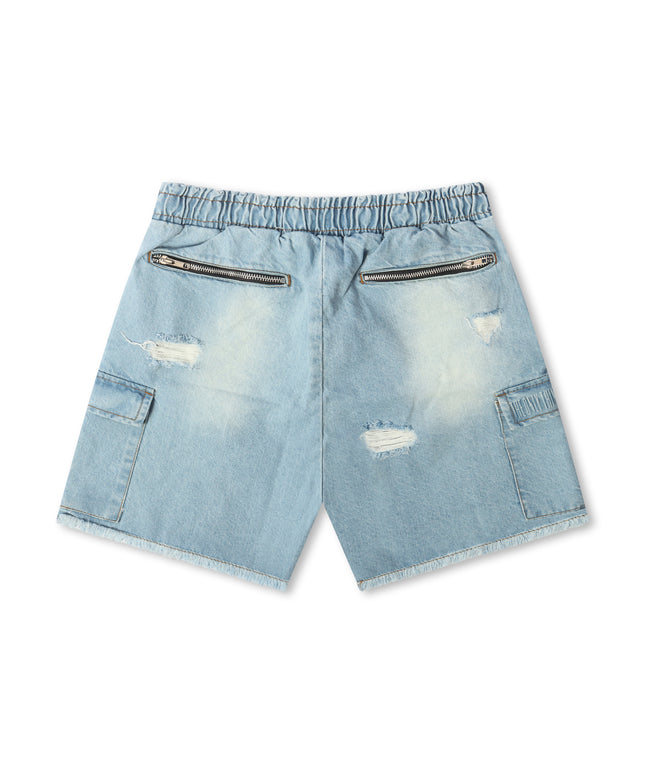 Audacious Activity We Hate Haters Utility Shorts - Light Wash
