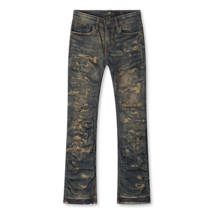 Jordan Craig Kids Pleated Side Seam Shredded Jeans - Dark Vintage