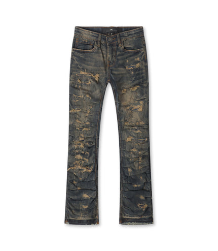 Jordan Craig Kids Pleated Side Seam Shredded Jeans - Dark Vintage