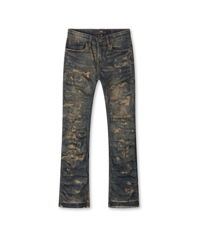 Jordan Craig Kids Pleated Side Seam Shredded Jeans - Dark Vintage