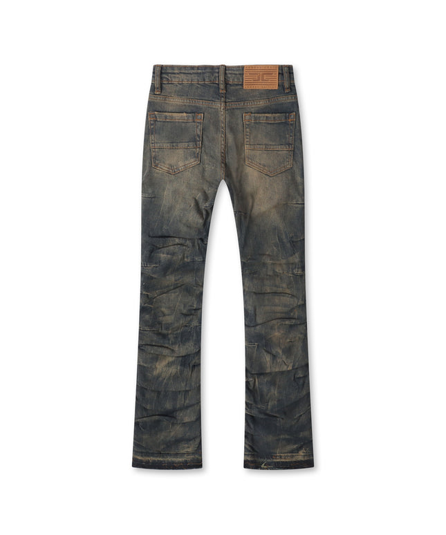 Jordan Craig Kids Pleated Side Seam Shredded Jeans - Dark Vintage