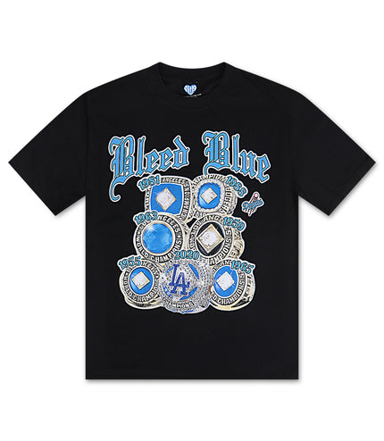 Stargazing Dodgers Rhinestone Bleed Blue Tee - Black