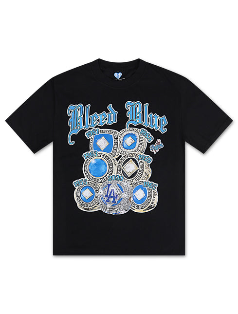 Stargazing Dodgers Rhinestone Bleed Blue Tee - Black