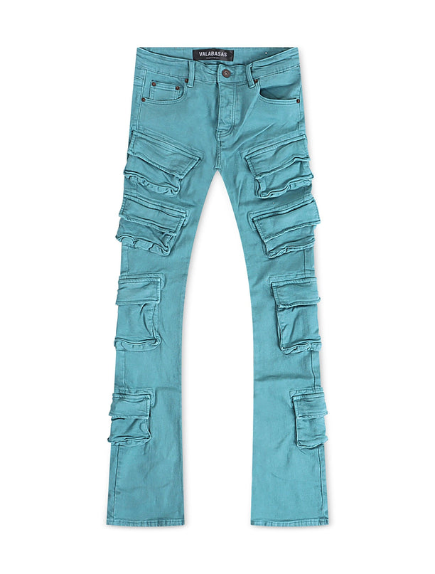 Valabasas Pinnacle Stacked Flare Jean - Aqua - Denim Exchange 