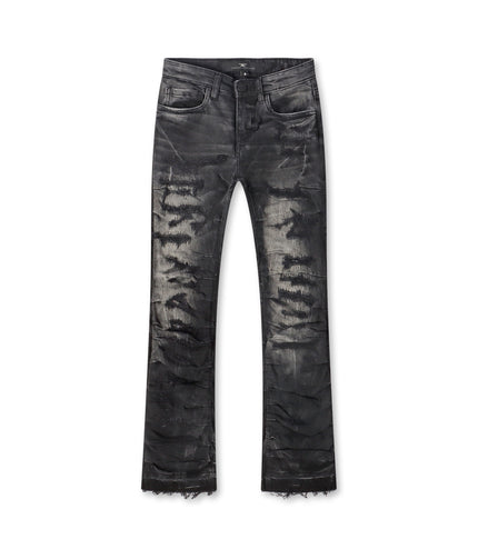 Jordan Craig Kids Pleated Side Seam Shredded Jeans - Black Shadow