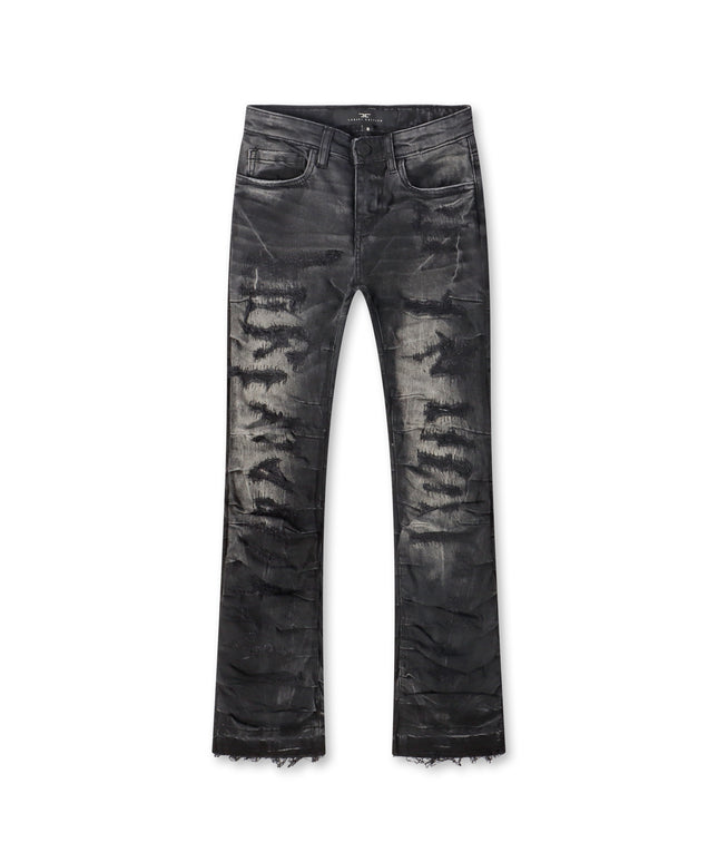 Jordan Craig Kids Pleated Side Seam Shredded Jeans - Black Shadow