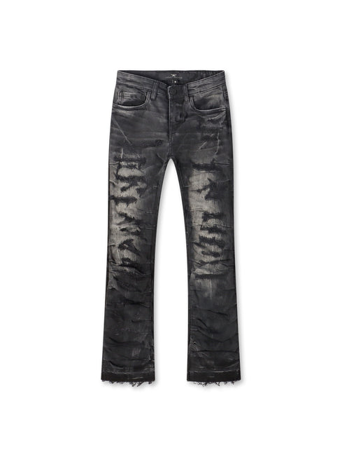 Jordan Craig Kids Pleated Side Seam Shredded Jeans - Black Shadow