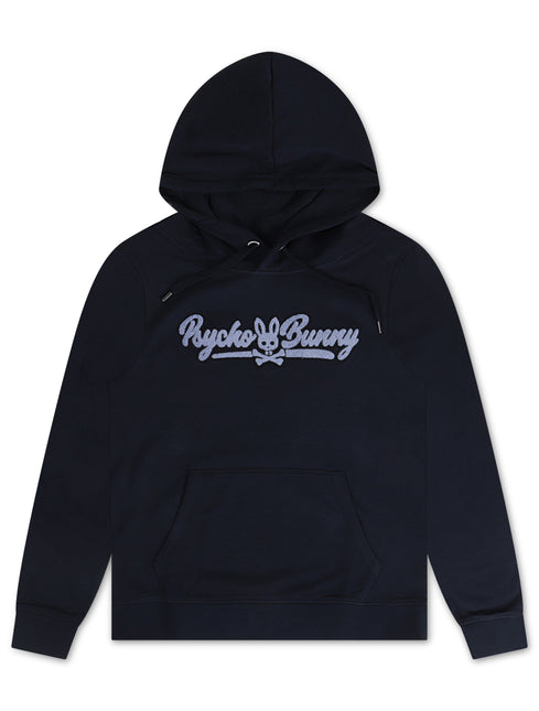 Psycho Bunny Mens Scott Chenille Patch Hoodie - Navy