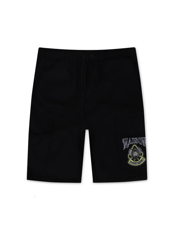 SMOKE RISE GRAPHIC POLISHED TWILL SHORTS - BLACK SMOKE RISE