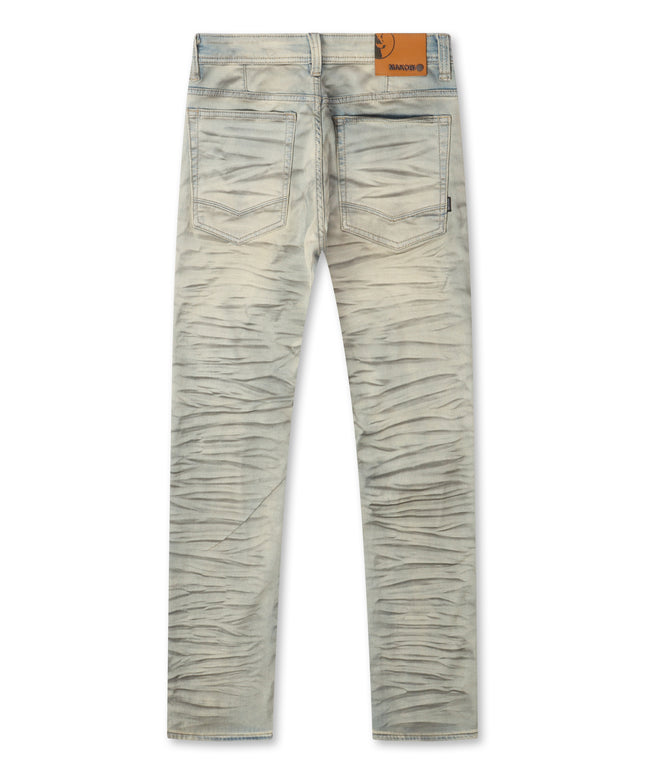 Makobi Distressed Straight Leg Jeans – Dirt Wash