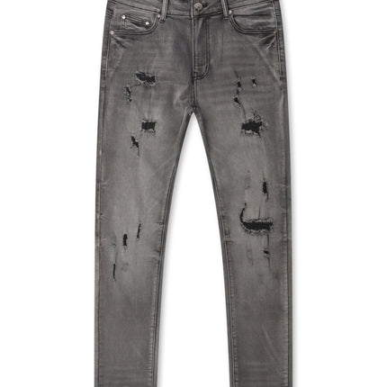 Damati  Distressed Slim Fit Stretch Jeans - Dark Grey