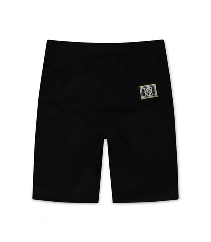 SMOKE RISE GRAPHIC POLISHED TWILL SHORTS - BLACK SMOKE RISE