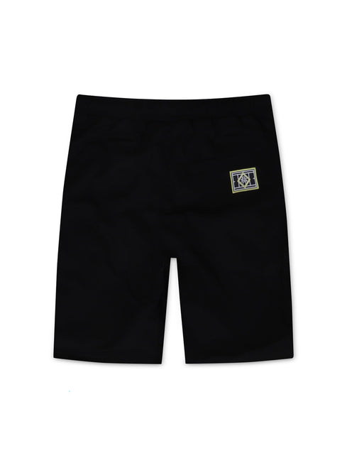 SMOKE RISE GRAPHIC POLISHED TWILL SHORTS - BLACK SMOKE RISE