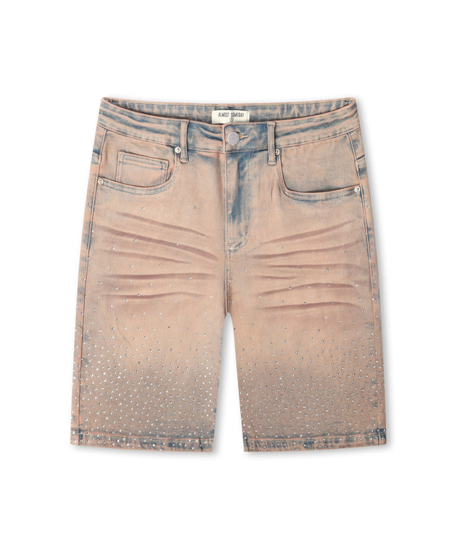 Almost Someday Solomon Rhinestone Jorts - Maroon