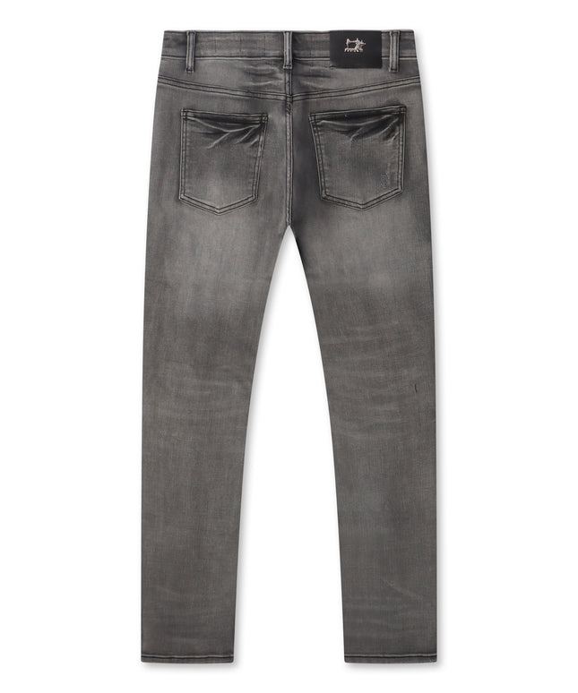Damati  Distressed Slim Fit Stretch Jeans - Dark Grey