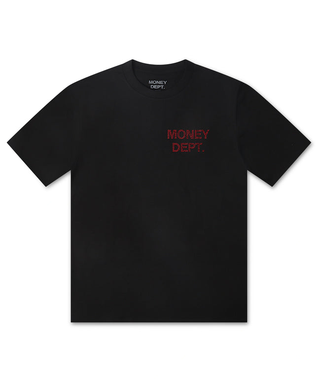 Money Dept. Rhinestone Tee - Black/Red