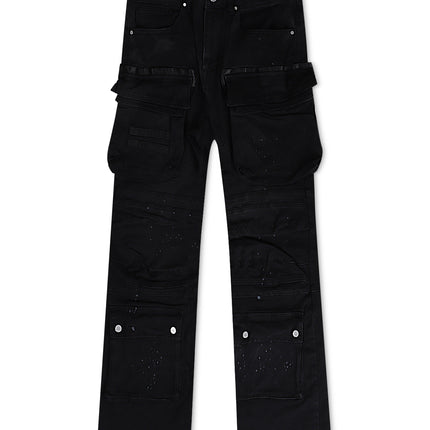 First Row Relaxed Fit Utility Cargo Pants - Black - denim exchange