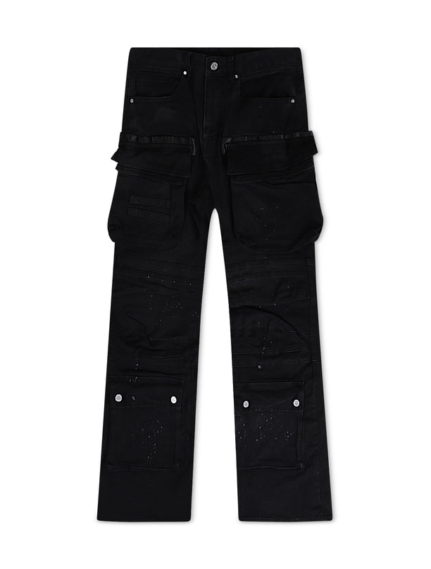 First Row Relaxed Fit Utility Cargo Pants - Black