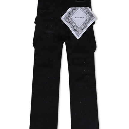 First Row Relaxed Fit Utility Cargo Pants - Black - denim exchange