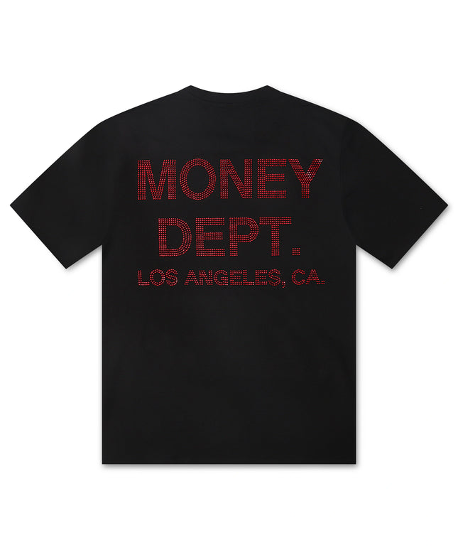Money Dept. Rhinestone Tee - Black/Red