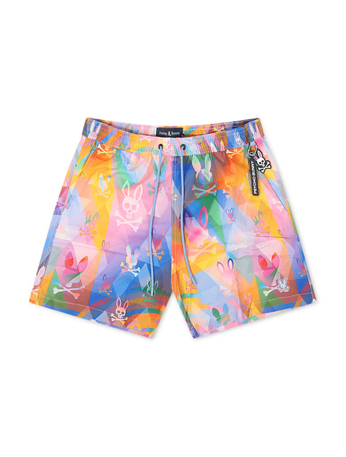 Psycho Bunny Milos Printed Swim Shorts - Ice Blue