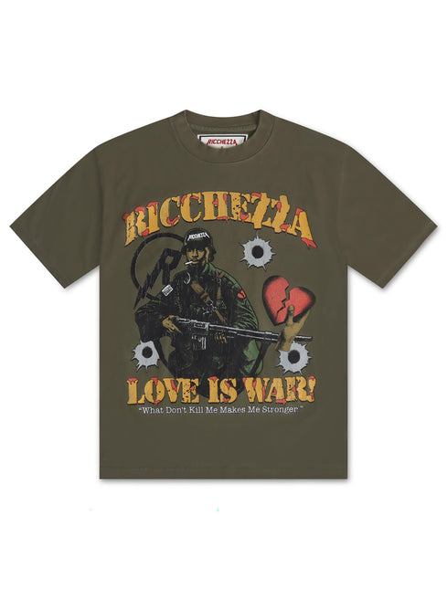 RICCHEZZA LOVE IS WAR TEE - GREEN RICCHEZZA