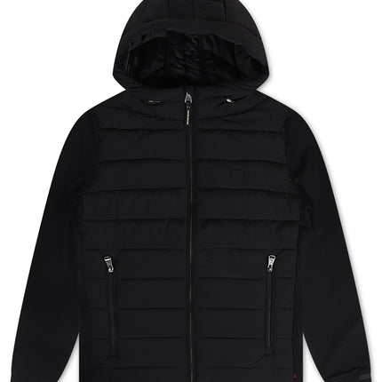 Psycho Bunny Mens Malcom Mixed Media Jacket - Black