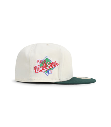 New Era 5950 Dodgers Upside Down LA World Series Hat - Chrome/Green