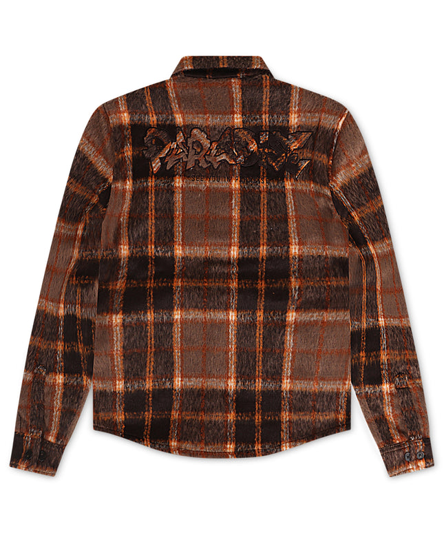 Chaqueta estilo camisa Jordan Craig con grafiti para niños, color marrón