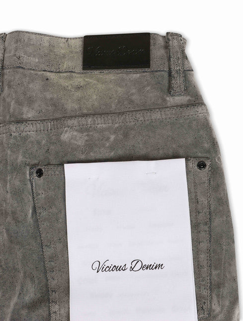 Vicious Denim Velvet Coated Denim Stacked Jeans - Grey