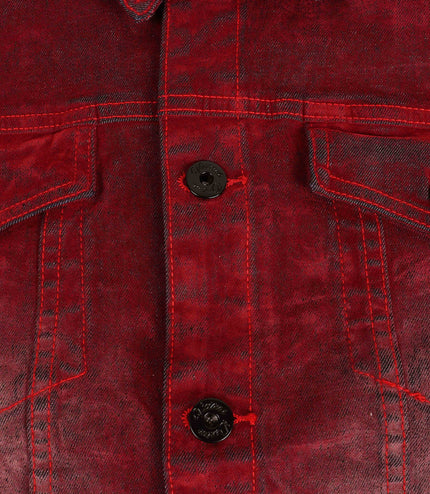 Vicious Denim Velvet Coated Denim Jacket - Red