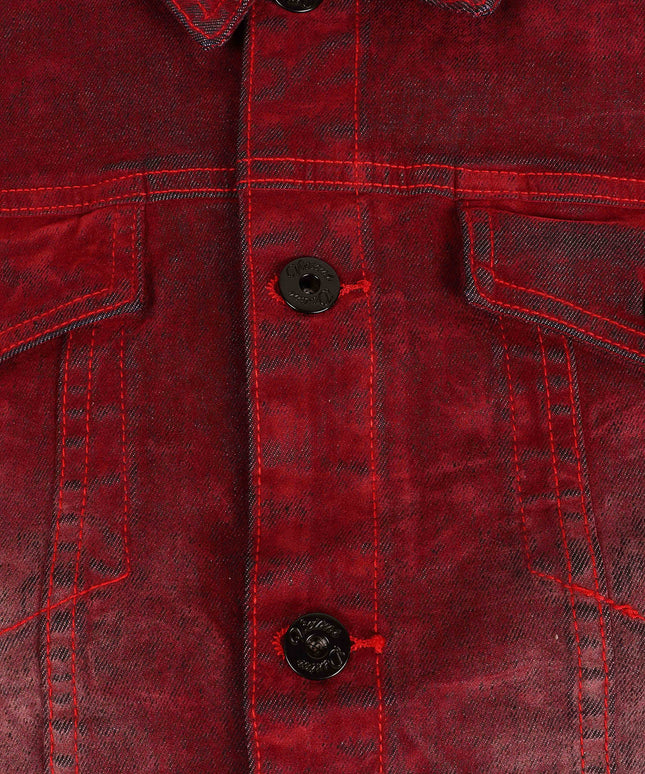 Vicious Denim Velvet Coated Denim Jacket - Red