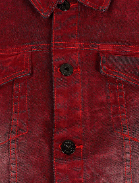 Vicious Denim Velvet Coated Denim Jacket - Red