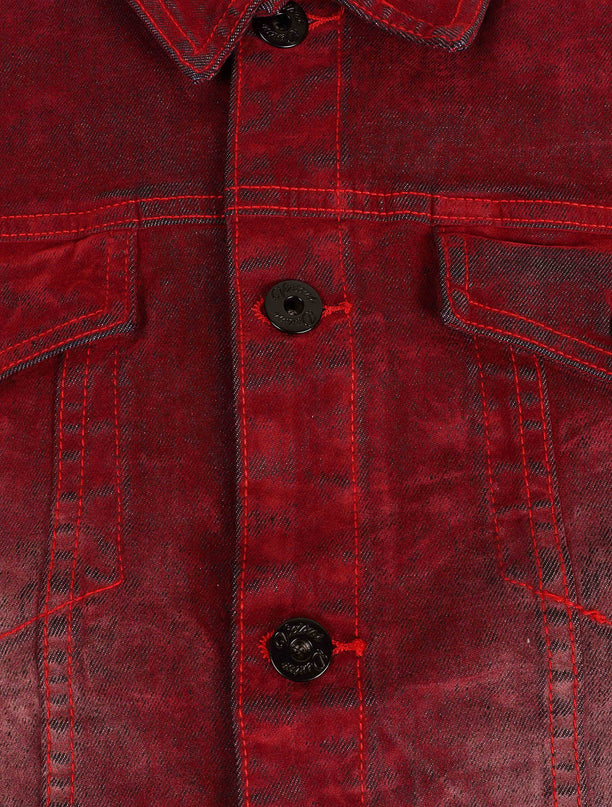 Vicious Denim Velvet Coated Denim Jacket - Red