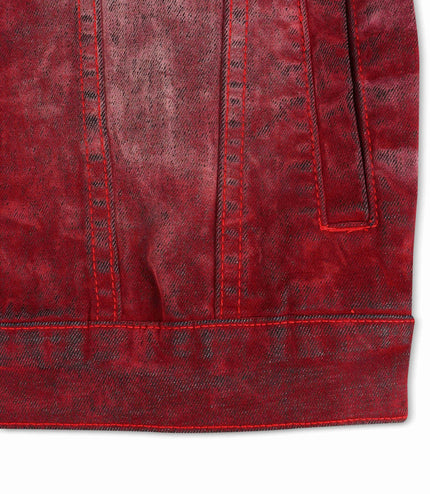 Vicious Denim Velvet Coated Denim Jacket - Red