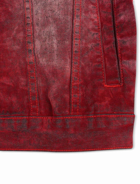 Vicious Denim Velvet Coated Denim Jacket - Red