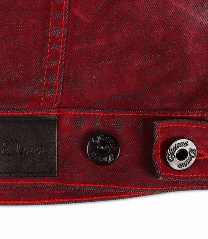 Vicious Denim Velvet Coated Denim Jacket - Red