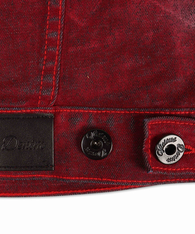 Vicious Denim Velvet Coated Denim Jacket - Red