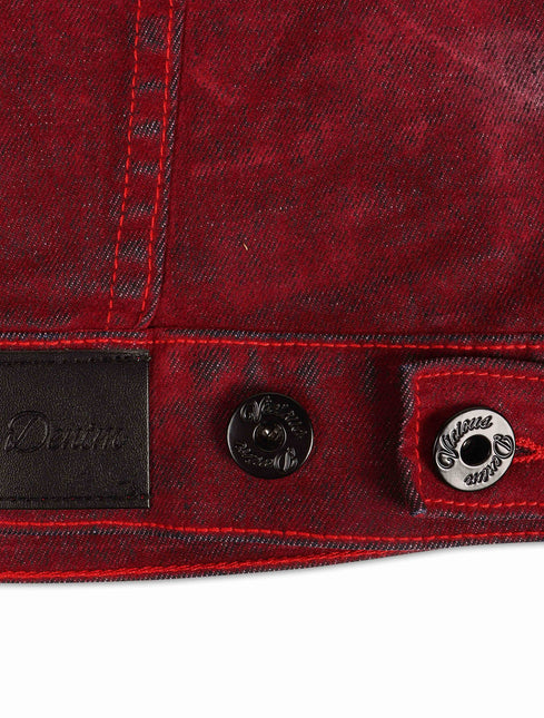 Vicious Denim Velvet Coated Denim Jacket - Red