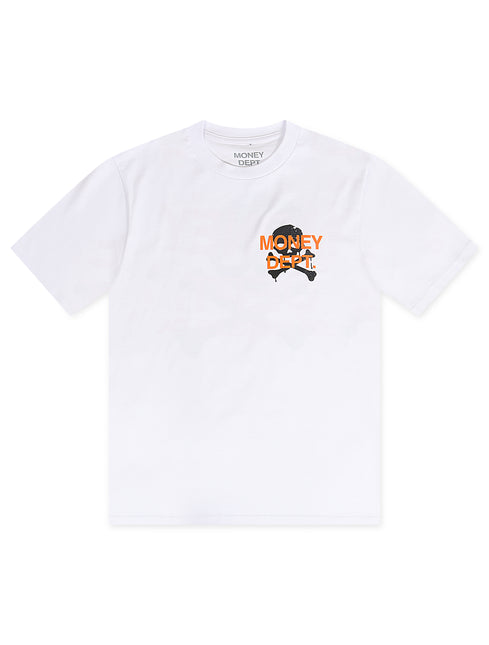 Money Dept. Skull Tee - White/Orange